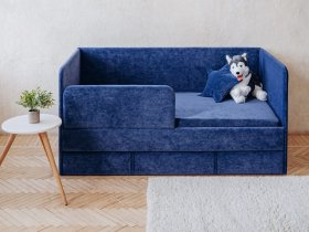 Диван-кровать Happy (синий) в Вилюйске - vilyujsk.mebel-nsk.ru | фото