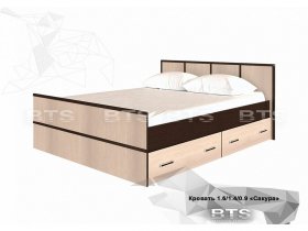 Кровать двуспальная с ящиками 1,4м Сакура (BTS) в Вилюйске - vilyujsk.mebel-nsk.ru | фото