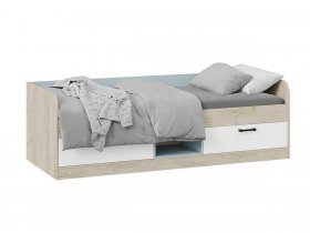 Кровать комбинированная «Оливер» Тип 1 401.003.000 (дуб крафт серый/белый/серо-голубой) в Вилюйске - vilyujsk.mebel-nsk.ru | фото