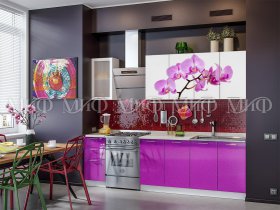Кухонный гарнитур Орхидея (фиолетовый) в Вилюйске - vilyujsk.mebel-nsk.ru | фото