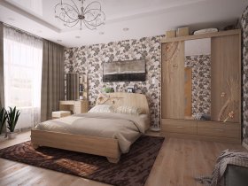 Модульная спальня Виктория-1 (дуб сонома) в Вилюйске - vilyujsk.mebel-nsk.ru | фото