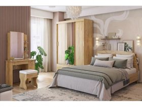 Модульная спальня Виктория-1 (дуб крафт золотой) в Вилюйске - vilyujsk.mebel-nsk.ru | фото