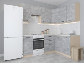 Модульная угловая кухня 1,4м*2,1м Лада (цемент) в Вилюйске - vilyujsk.mebel-nsk.ru | фото