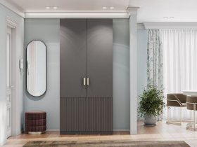 Шкаф двухстворчатый Эккервуд (Нью) (графит) в Вилюйске - vilyujsk.mebel-nsk.ru | фото