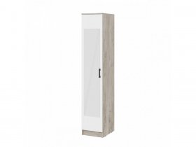 Шкаф одностворчатый с зеркалом ШК-1 Ронда (дуб крафт серый/дуб крафт белый) в Вилюйске - vilyujsk.mebel-nsk.ru | фото