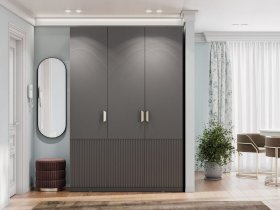Шкаф трехстворчатый Эккервуд (Нью) (графит) в Вилюйске - vilyujsk.mebel-nsk.ru | фото