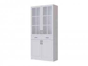 Шкаф-витрина Апполия гостиная (белый/белый дуб) в Вилюйске - vilyujsk.mebel-nsk.ru | фото